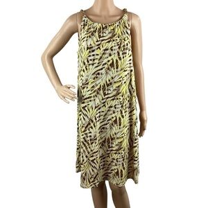 MICHAEL Michael Kors Tank Dress Leaf Print Size M Yellow Brown